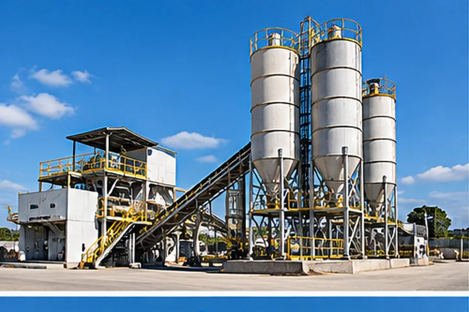 Central de concreto usinado no Distrito Federal com silos e equipamentos de dosagem