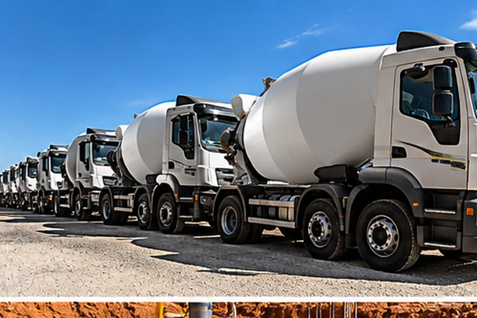 Frota de caminhões betoneira para entrega de concreto usinado no DF