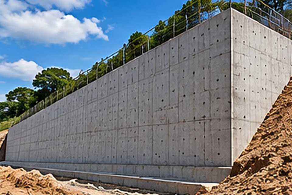 Muro de arrimo em concreto armado