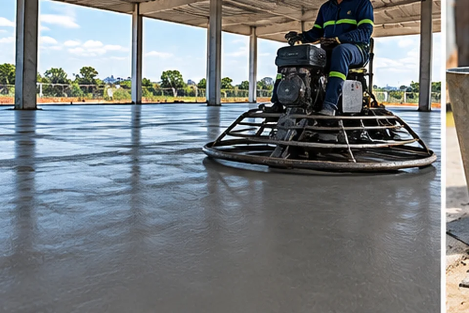 Acabamento mecanizado de piso de concreto polido no DF